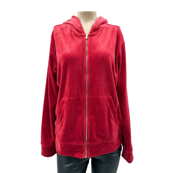 Tommy Bahama Red Velour Hoodie Jacket Full Zip Polyester Womens S - Picture 1 of 10